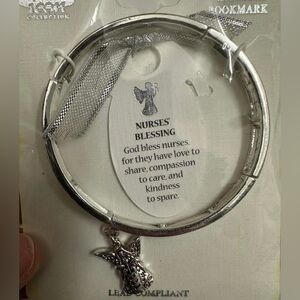 Silver Nurse Angel Charm Bangle